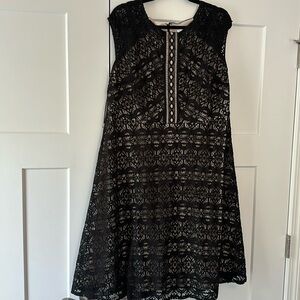 Black lace illusion dress